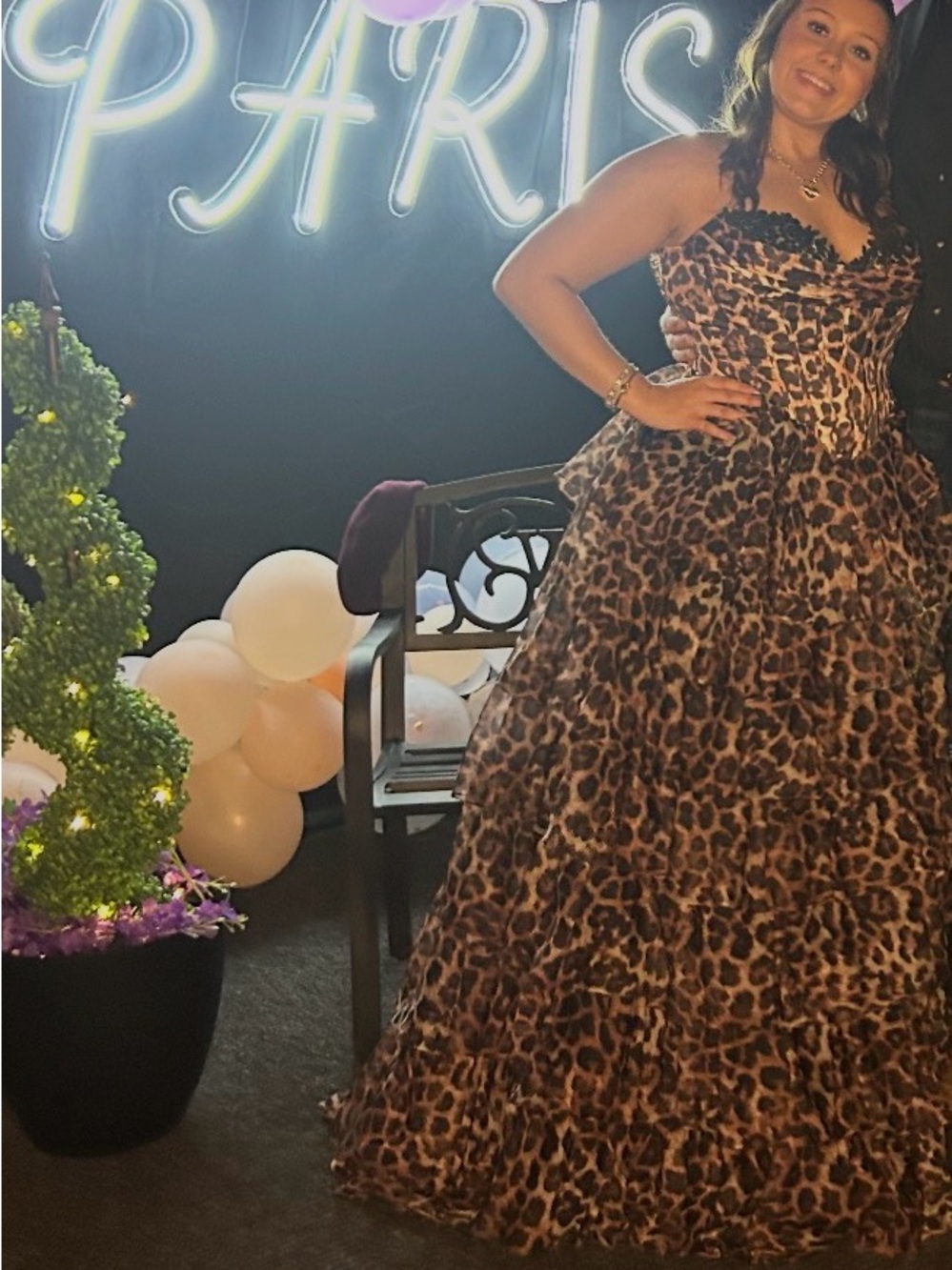 Leopard Print Prom Dress Strapless - Brown-16 WITH NO ALTERATIONS